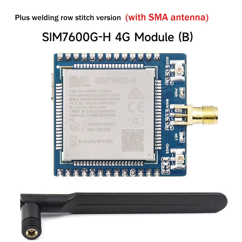 

Waveshare 1 Set 4G Module With SMA Antenna Welded Pin Global Multi-Band 4G/3G/2G Communication Module With GNSS Positioning