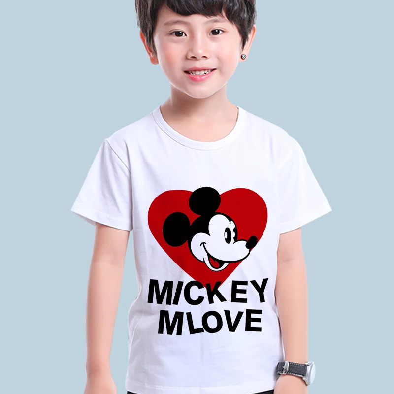

Disney Charm Costume Mickey Mouse Minnie White Fashion Summer Boys Clothes T-shirts Baby Girl Clothes Short Sleeve Cartoon Tee