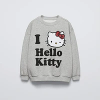 Hello Kitty Baby Girls Sweatshirt Tops Spring New Style Fashion Children's Clothes Loose Casual Hoodie Crewneck Kids Girl Tops 2