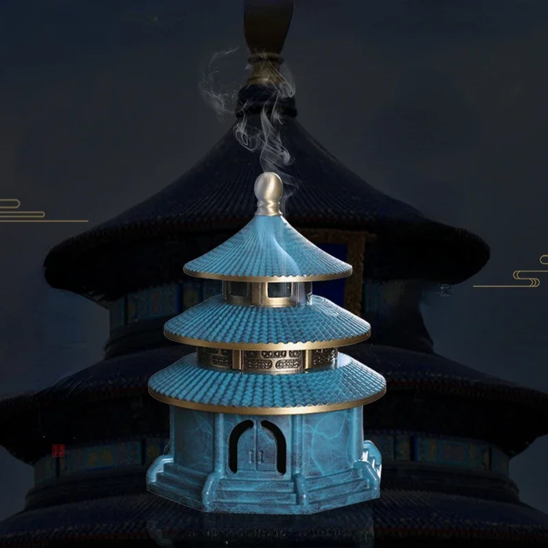 

Pure Copper Temple Of Heaven Tower Burning Blue Incense Burner High-Grade Decoration Beijing Palace Museum Decoration Gifts
