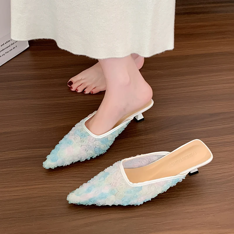 Elegant Pointed Toe High Heels - Fashion Slip-On Mules