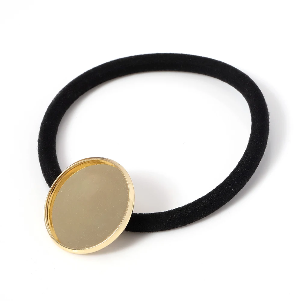 20 Stück Haargummis Mit Leerem Cabochon-Tablett – 25 Mm Durchmesser, Für DIY-Accessoires