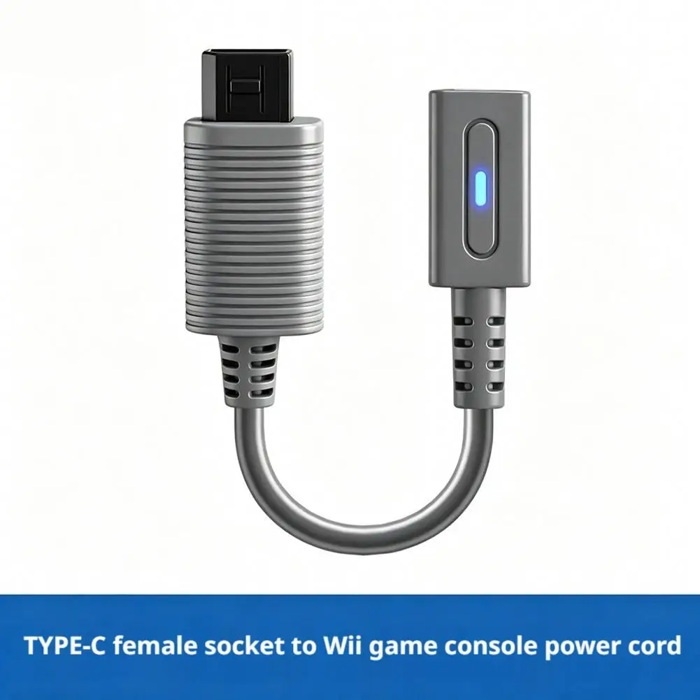 45W PD 타입-C 여성형 Wii 전원 어댑터 케이블, 스마트 PD 디코이 칩이 있는 12cm 짧은 케이블, Wii 콘솔용 안정적인 전원 공급 장치
