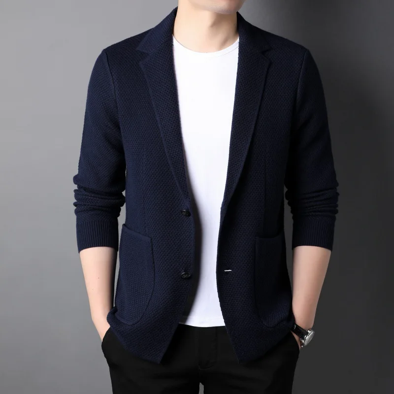 

Men's Cardigan Jacket New Release Spring And Autumn Korean Edition Trend Knitted Long Sleeved Sweater Jacket
