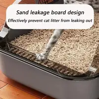 Semi-Enclosed Cat Litter Box Splashproof Kitten Toilet Tray Pet Cleaning Basin with High Sides for Indoor Use 3