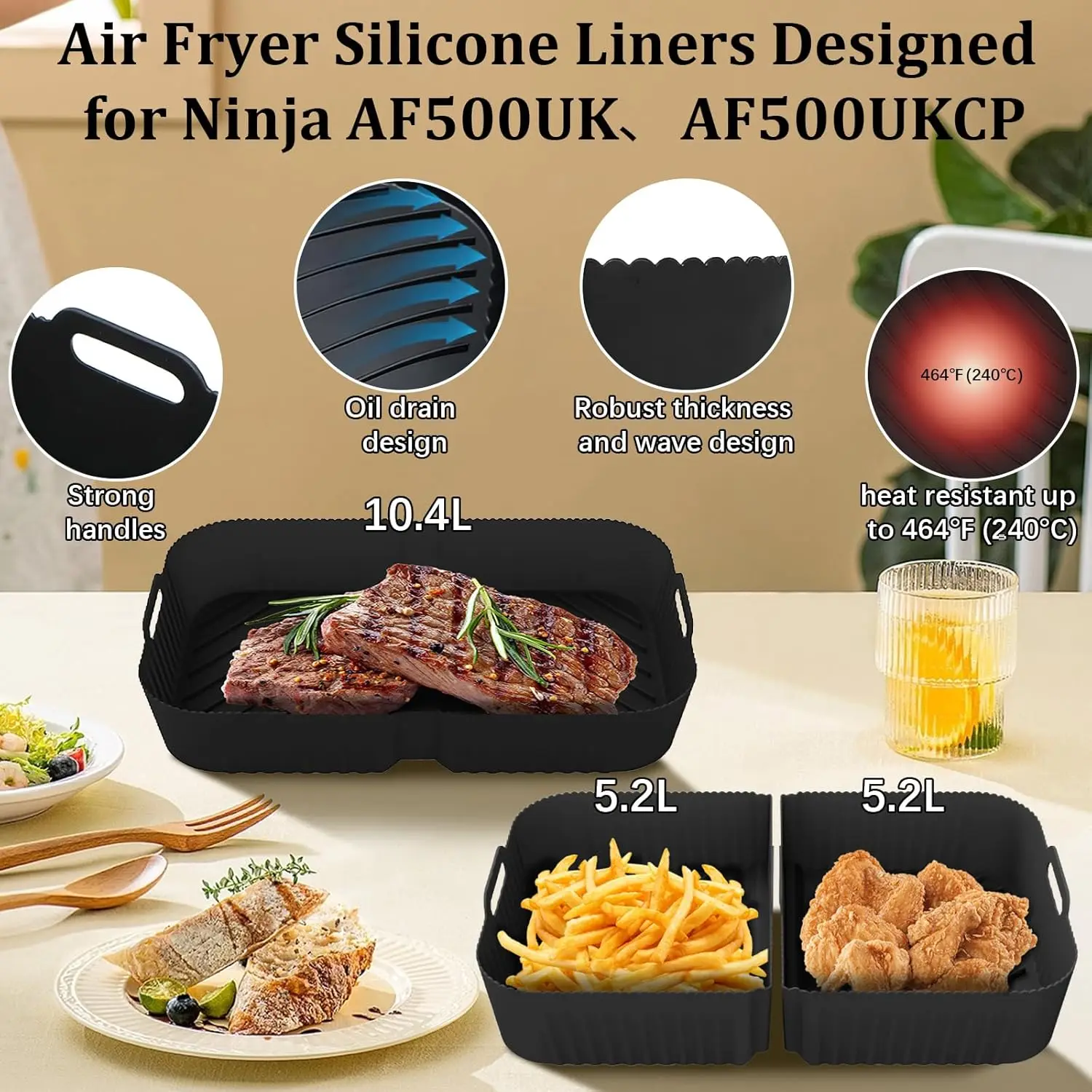 Reusable Silicone Air Fryer Tray and Cooking Utensils Set