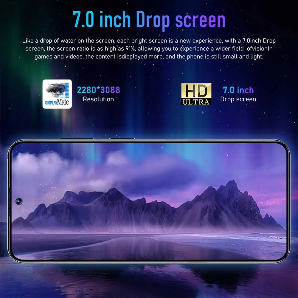 S24 울트라 스마트폰 5G 7.0HD 16GB + 1T 듀얼 심 휴대폰, 안드로이드 휴대폰 잠금 해제, 72MP 7000mAh 휴대폰