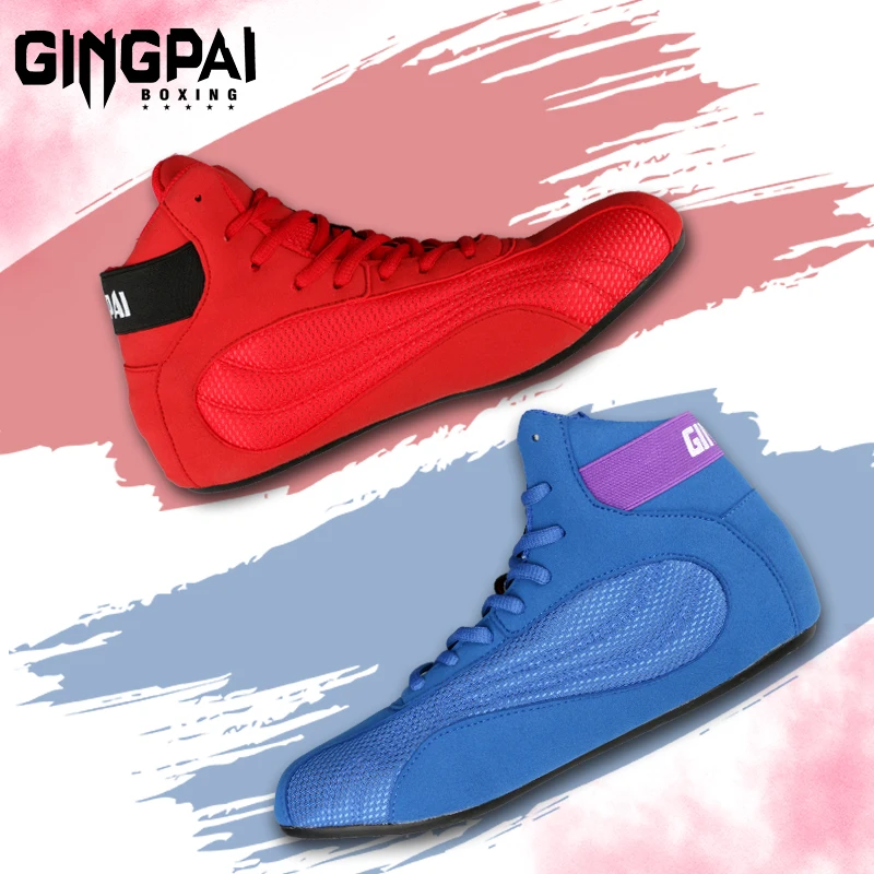 Scarpe Da Boxe Professionali Scarpe Da Allenamento Da Wrestling Da Uomo Red Women Fighting Sanda Strength Gym Boxer Boxing Fight Boots