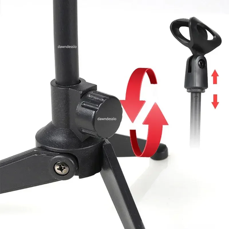 Microphone Stand Microphone Clip Holder Microphone Stand Desktop Tripod Mini Portable Table Stand Adjustable Mic Mic Clip Holder Bracket Lightweight Bracket