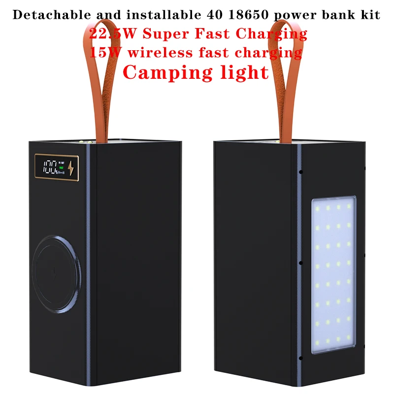 40*18650 DIY Power Bank Case Batteries Power Box Regular/PD Camping light Version Power Bank Shell Batteries Power Shell