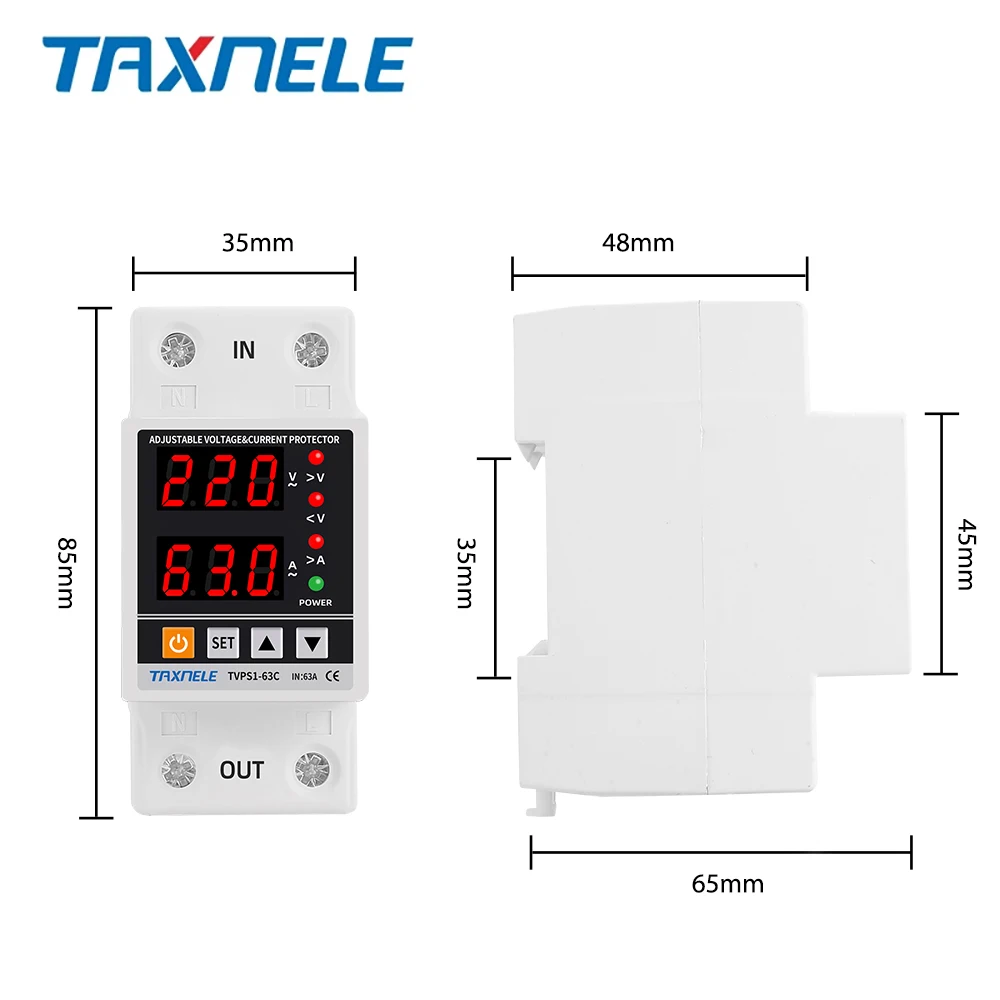 Din Rail Dual Display Adjustable Voltage/current Protective Relay Device