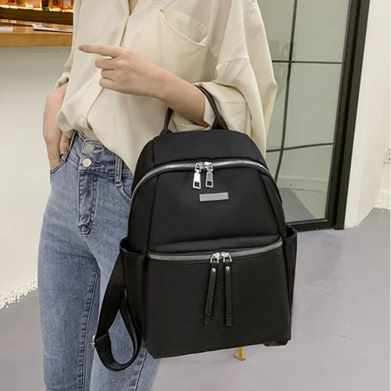 

Women Casual Backpack School Backpack Female Bags Travel Solid Color Backpack Women Waterproof Oxford School Backpack