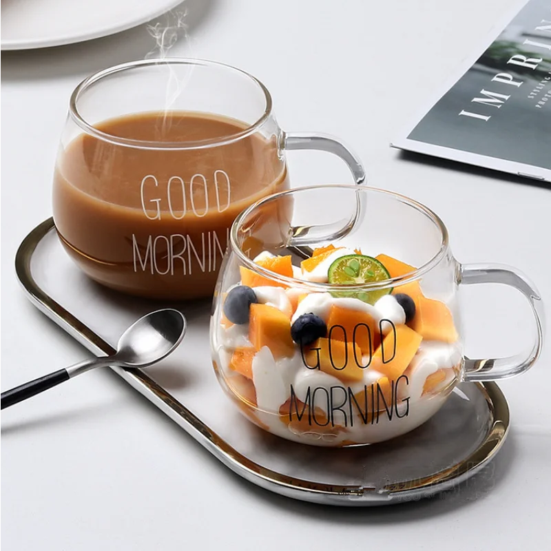 Personalised Transparent Clear Glass Good Morning Coffee Cup Handmade  Glassware Breakfast Cup Dessert Server Mug Set Gift Idea -  Israel