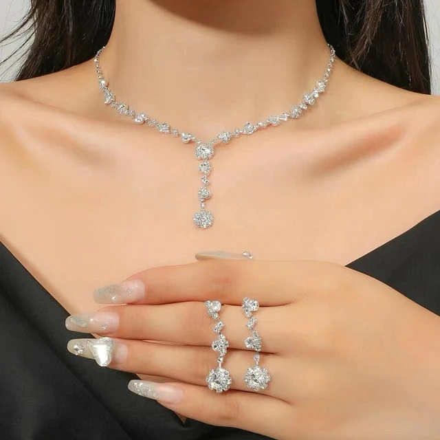 Pink Diamante Necklace & Earrings Set - Lovisa