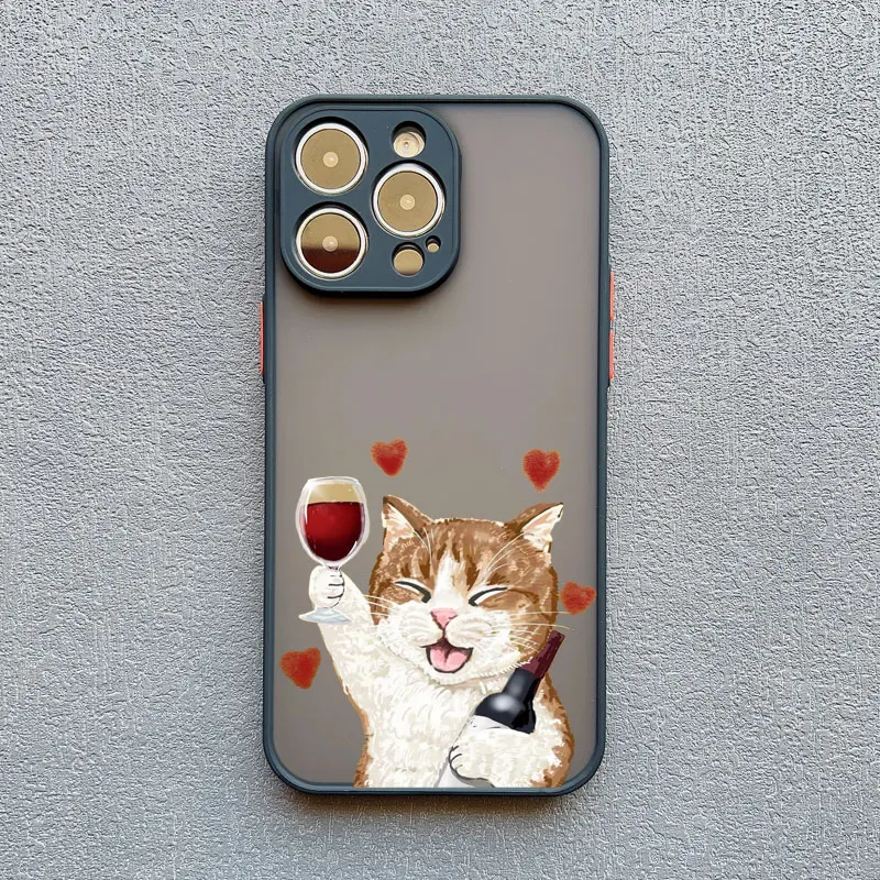 Charming Happy Cat Red Wine Decorative Phone Case