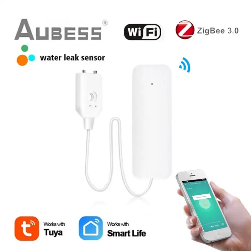 

Tuya WiFi or Zigbee Water Leakage Alarm Water Leak Sensor Detector Flood Alert Overflow Security Alarm System SmartLife Gateway