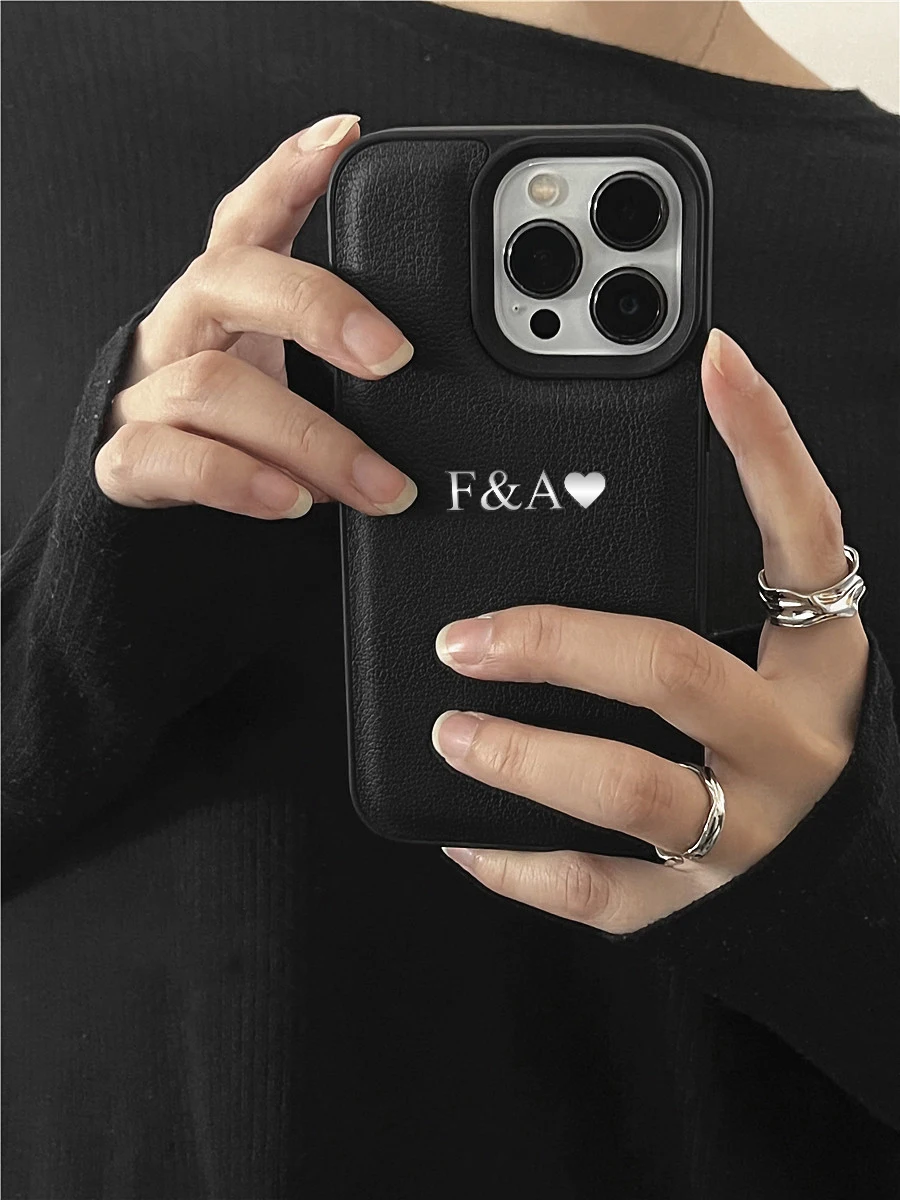 Luxury Personalized Leather Case with Customized Initials and Name, Enhanced Cover Design
