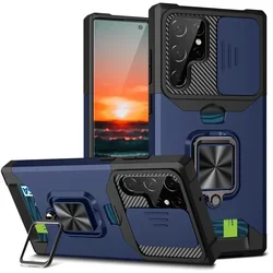 Shockproof Magnetic Holder Case with Card Slot Cover - Samsung S25FE (NAVY)