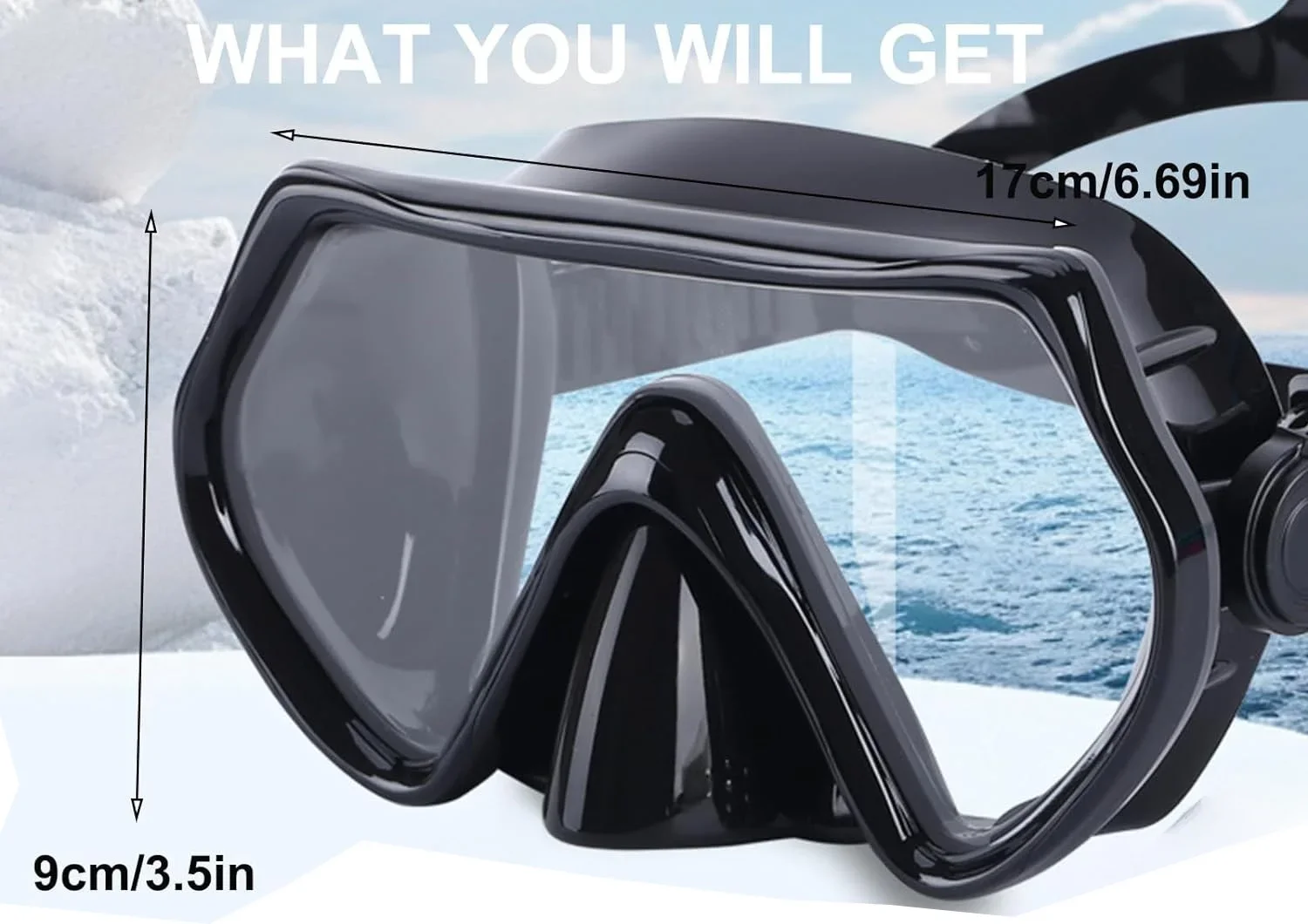 Swimming Goggles Snorkeling Diving Mask Diving Mask Diving Goggles Snorkel Set Adult Free Diving Mask Single Lens with Tempered Glass Lenses,HD Wide View, Antifog Spray,Black,Camouflage