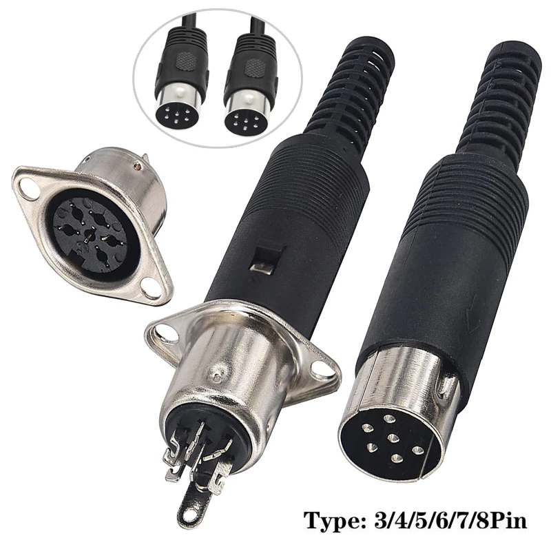 플라스틱 손잡이가 있는 DIN 암수 플러그, 암 소켓 하우징 패널 마운트 섀시 커넥터, 납땜, 3 핀, 4 핀, 5 핀, 6 핀, 7/8 핀 