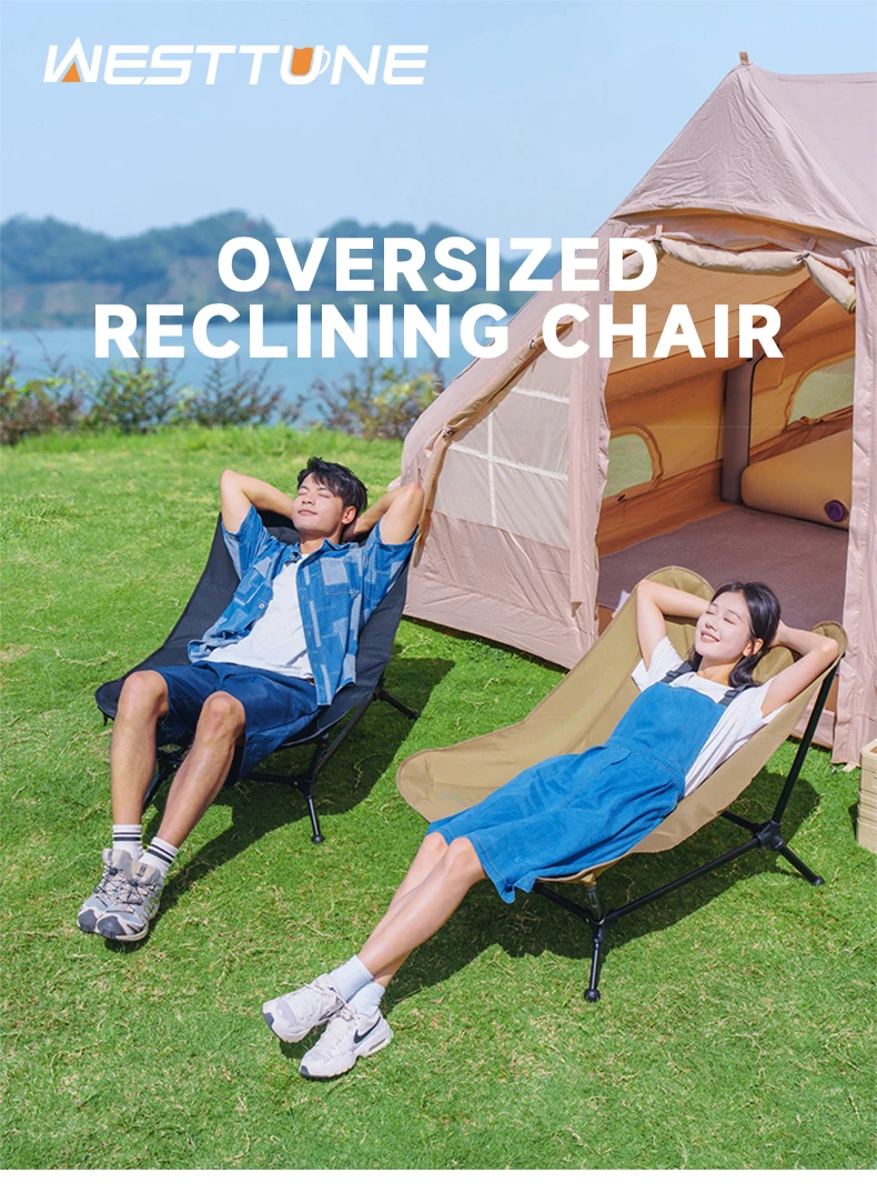 WESTTUNE Klappbarer Liegestuhl, übergroßer Camping-Liegestuhl, Aluminiumlegierung, Outdoor-Freizeitstuhl für Camping und Reisen – Detail 1
