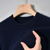 High Quality Woolen Sweater Men's 100% Pure Wool Thickened Warm Semi-turtleneck Round Neck Winter Knit Base Pullover Men's Top 5