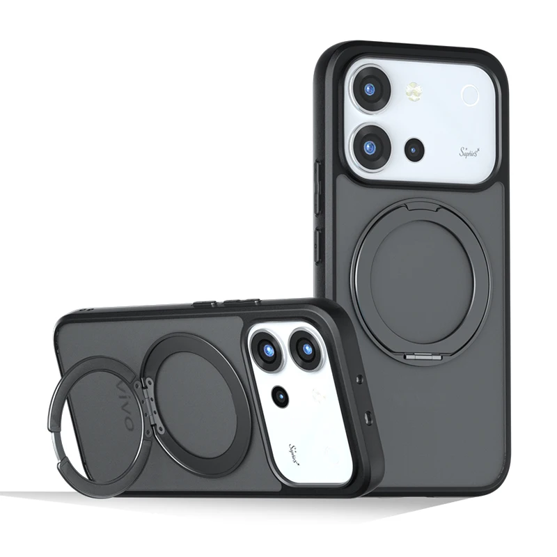 Magnetic Shockproof Matte Case with Rotating Ring Bracket - ELVEV Collection