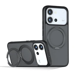 Magnetic Shockproof Matte Case with Rotating Ring Bracket - ELVEV Collection for Vivo S60 (Black -with Ring)