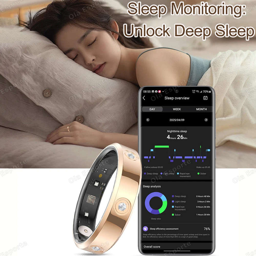 Military Grade Smart Ring Women Men Super Narrow 6 3mm Heart Rate Health Stress Measurement Monitor Ip68 Waterproof Fashion Ring, Alina Gadgets