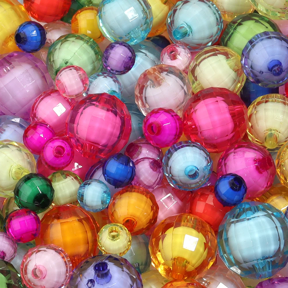 20-100pcs 8/10/12/14/16/18/20mm 더블 레이어 면처리된 아크릴 비즈 DIY 쥬얼리 만들기 공예 액세서리용 루즈 스페이서 비즈