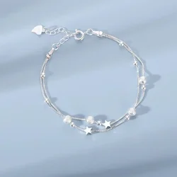 Elegant Adjustable Sterling Silver Bead Bracelet - Luxury Korean Designer Jewelry (005)