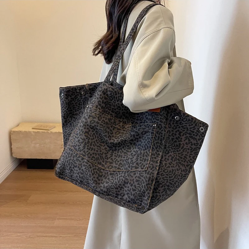 נמר דפוס tote תיק בד משובח בד תיק אופנה קיבולת גדולה תיק עבור בית הספר עבודה קניות