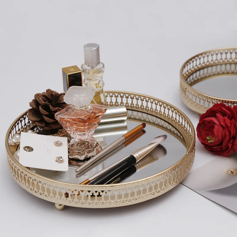 

Ahunderjiaz-Light Luxury Mirror Jewelry Storage Tray, Bedroom, Living Room, Dining, Entryway, Desktop, Ornament, Home Decoration