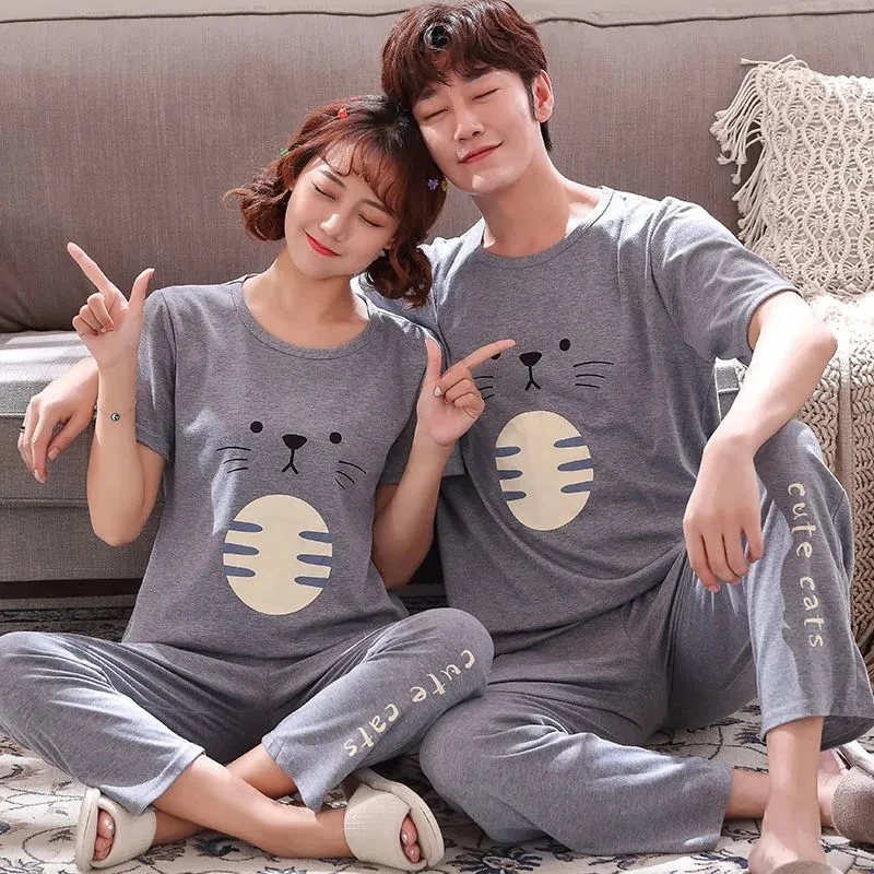Couple Matching Pajamas Set For Mens Sleepwear Anime Pijama For Women Homewear Cozy Nightgown Home Clothes Hombre Night Suit
