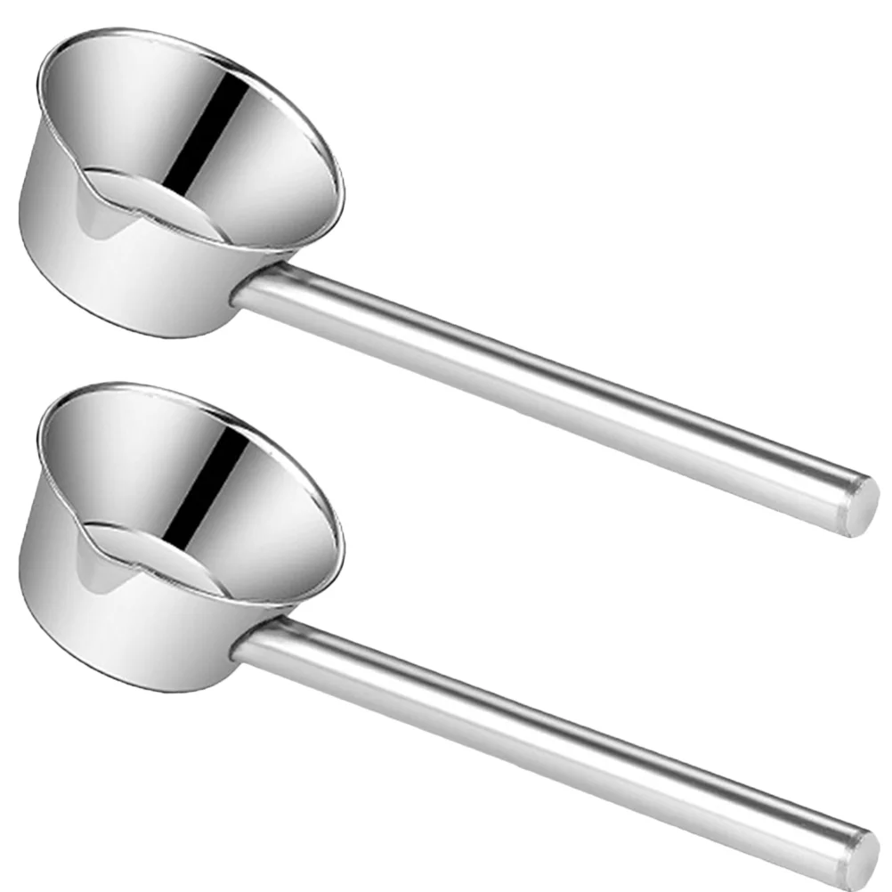 

2 Pcs Stainless Steel Spoon Ladle Water Scoop Watering with Spout Household Sturdy Soup