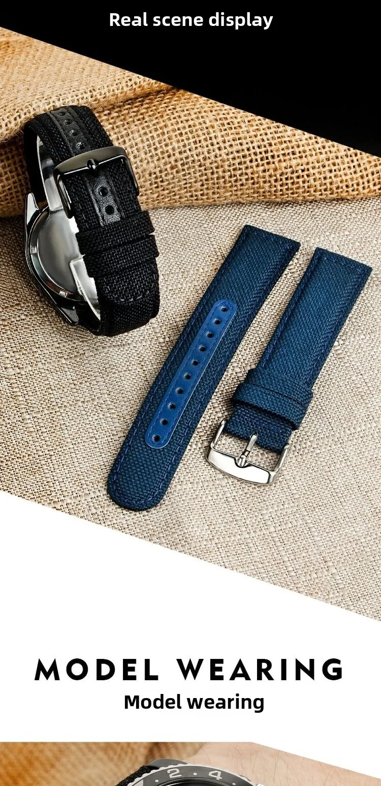 20mm 21mm 22mm Nylon Canvas Armband für Seiko SRPC31J1 SRPC63J1 Hamilton Sports Wasserdichtes Armband Armband Blau Grau Khaki – Detail 6