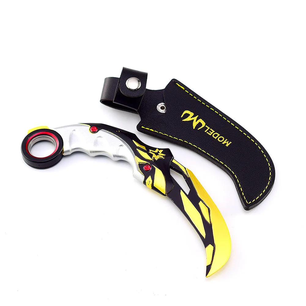 17cm Valorant Karambit New Champions Rotatable Balisong Weapon Metal Game Model Mili Tery Training Knife Safety Toys Boys