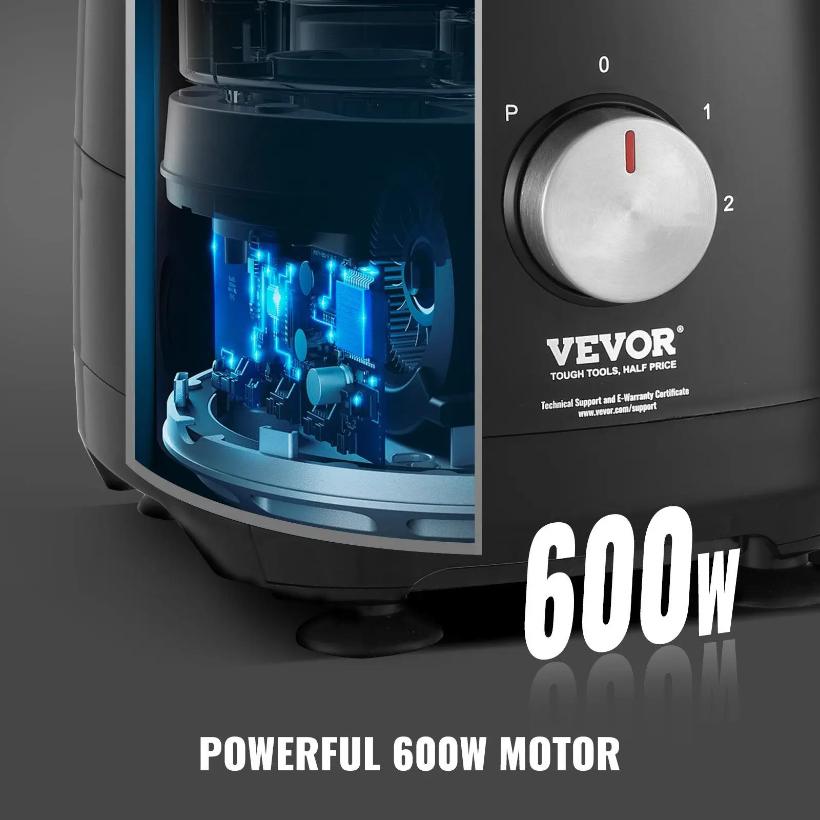 VEVOR Food Processor, 9-Cup Vegetable Chopper for Chopping, Slicing, Shredding, Puree, and Kneading, 600 Watts Stainless Steel B