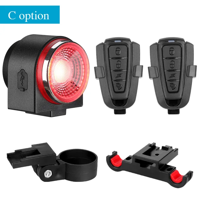 Awapow Anti Theft Bicycle Tail Light Alarm USB Rechargeable Super Bright Bike Light IP65 Waterproof LED Taillight Bicycle Lamp C