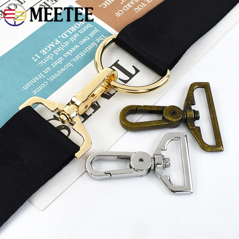 Meetee 금속 랍스터 걸쇠 버클 백 스트랩 카라비너 클립, 회전 트리거 스냅 후크 키체인 액세서리, 25mm, 32mm, 38mm, 2 개, 5 개