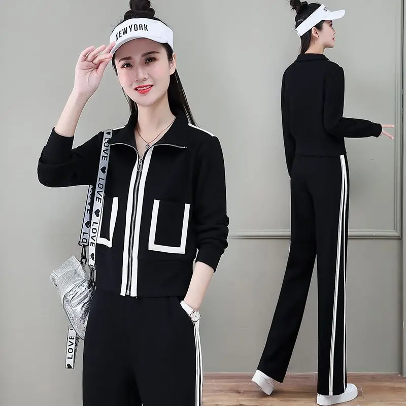 

M-3XL Womens Sets Spring Female Turn-down Collar Long Sleeve Coat+pants 2pcs Suits Solid Zygote Casual Ladies Outfits H115