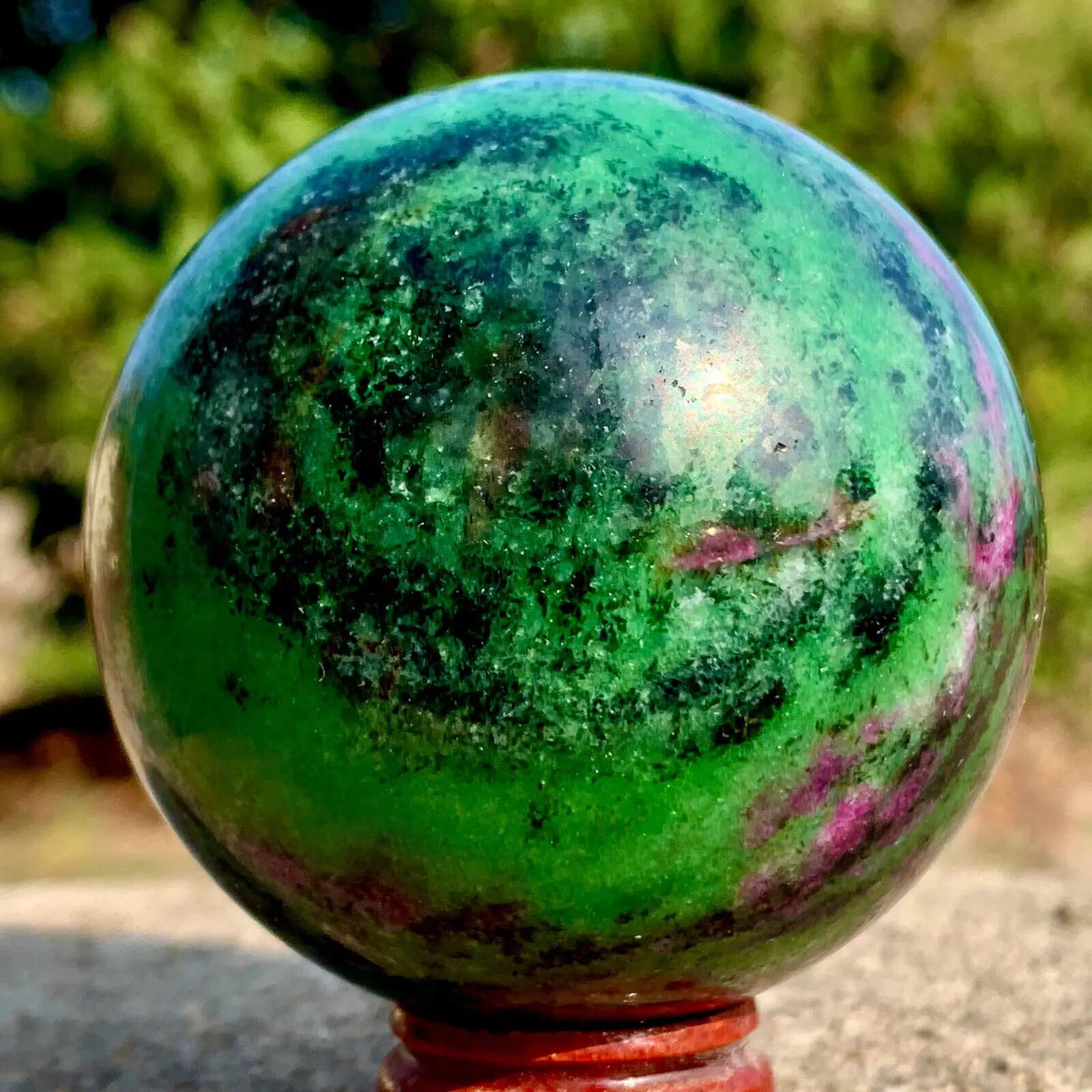 Natural Ruby Zoisite Ball Epidote Quartz Crystal Spheres Red Green Treasure Minerals Reiki Energy Healing Stones Room Decorate 4