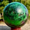 Natural Ruby Zoisite Ball Epidote Quartz Crystal Spheres Red Green Treasure Minerals Reiki Energy Healing Stones Room Decorate 4
