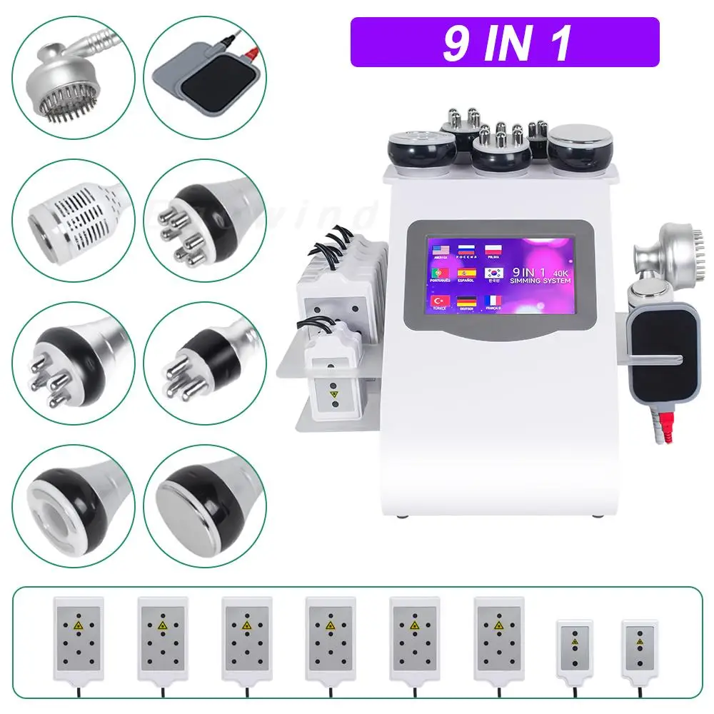 

9IN1 Large Size Cavitation Beauty Machine Vacuum Body Shaping Facial Massage Weight Loss Slimming Remove Wrinkle CE Certificate