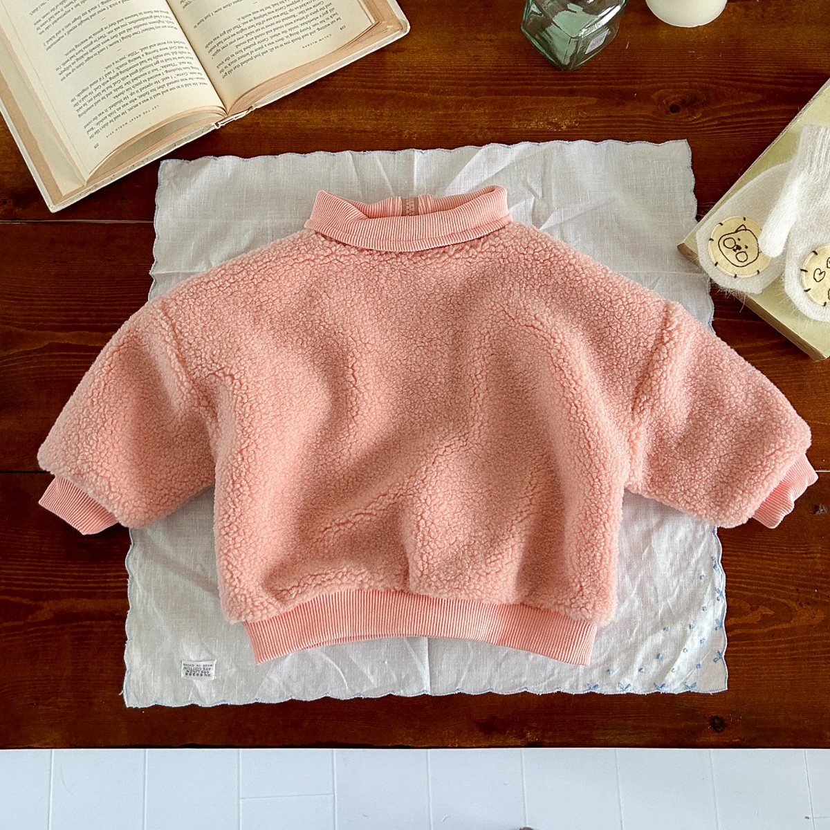 Winter New Toddler Suit Fleece Boys Girls Baby Clothes Tops Long Sleeves Zip Up Sports Top 1-3Y Baby Coat Solid Colour