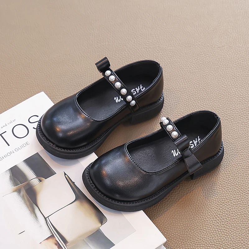 Leather Girls Mary Jane Flats with Bow Soft Sole