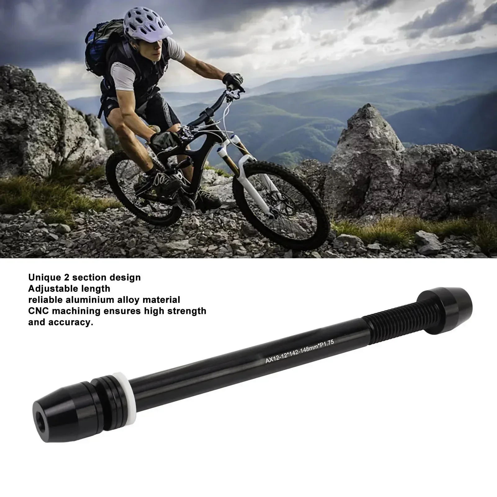 자전거 트레이너 샤프트 조정 가능한 길이 알루미늄 합금 M12x142  M12x148..