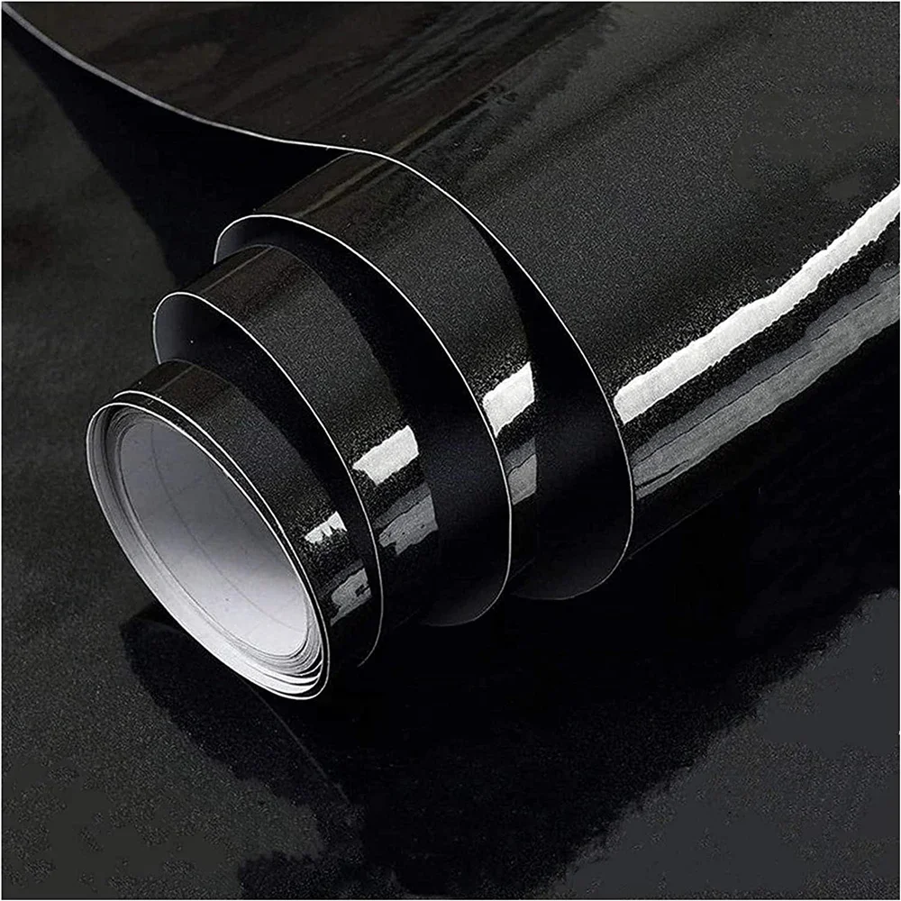 Glossy Black White Wallpaper PVC Self Adhesive Waterproof Oil Proof Sticker Kitchen Counter Panels Furniture Renovation Stickers black food waste processor splash proof ring sealing plug kitchen waste shredder accessories suitable for sink waste treatment