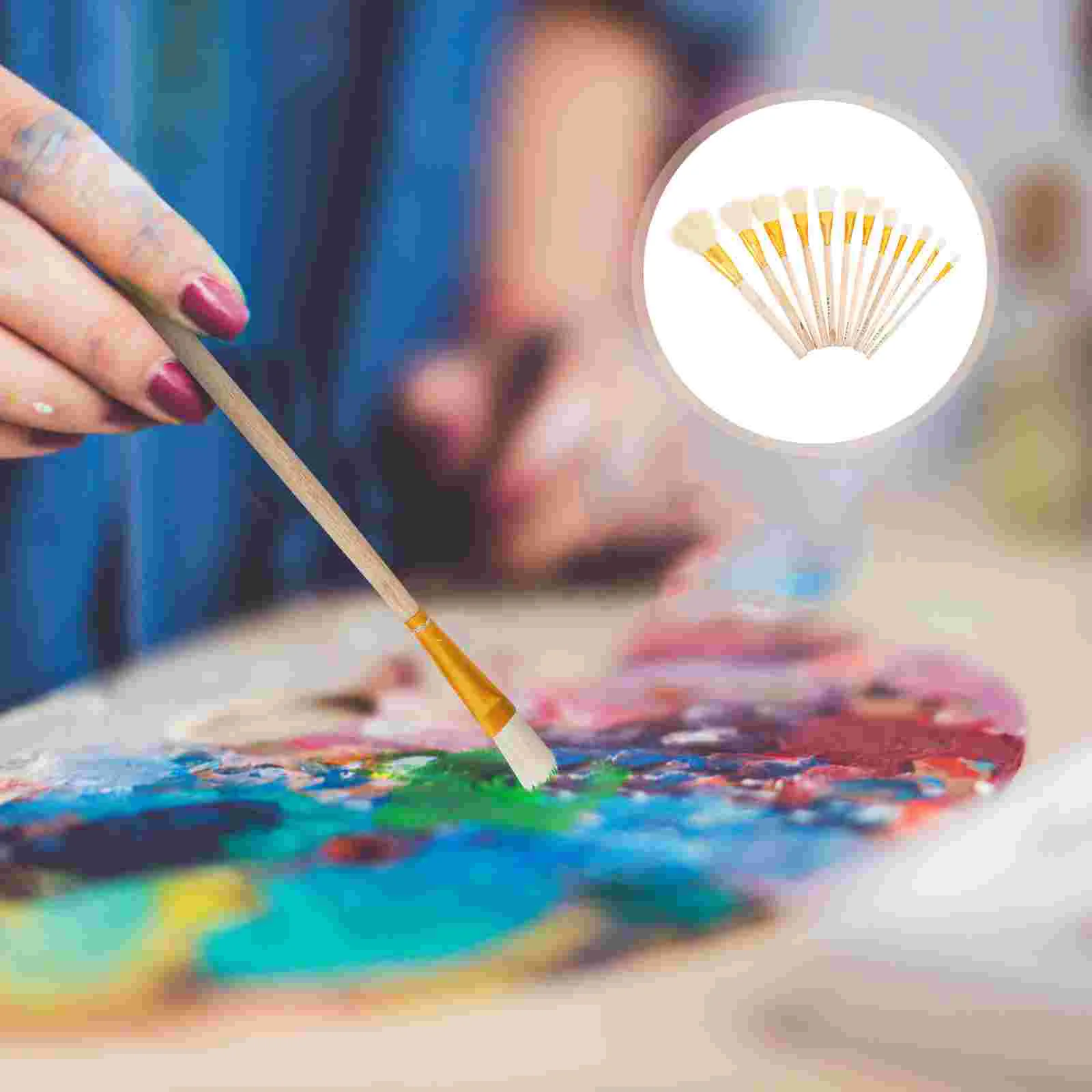 

12 Pcs Gold Leaf Pen Wool Gilding Painting Gilded with Wood Handle Colored Metallic Paintbrush Craft Supplies Child