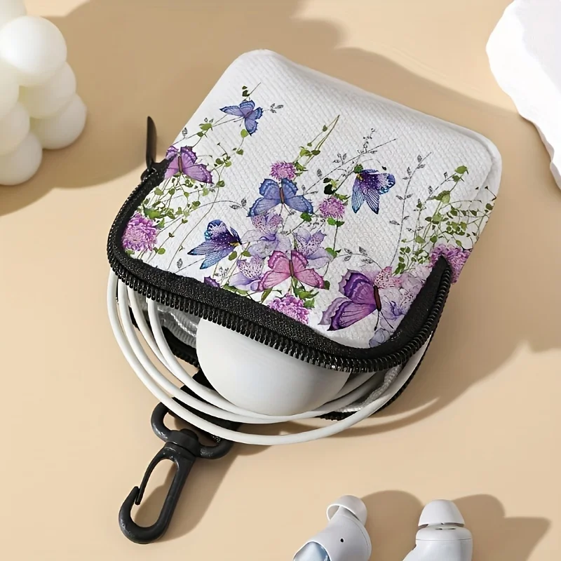 1pc ple butterfly pattern printing large capacity coin wallet digital printing coin wallet storage bag, ideal choice for gifts